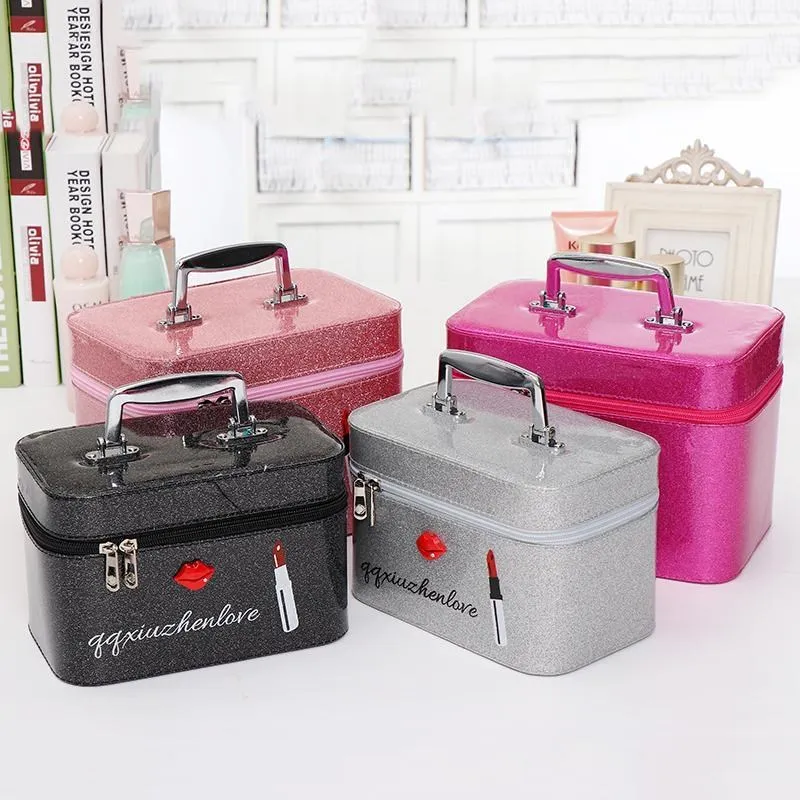 Female Makeup Case Fashion Beautician Cosmetics Organizer Bulk Lady\'s Large Capacity Storage Box Suitcase for Women Make Up Bag