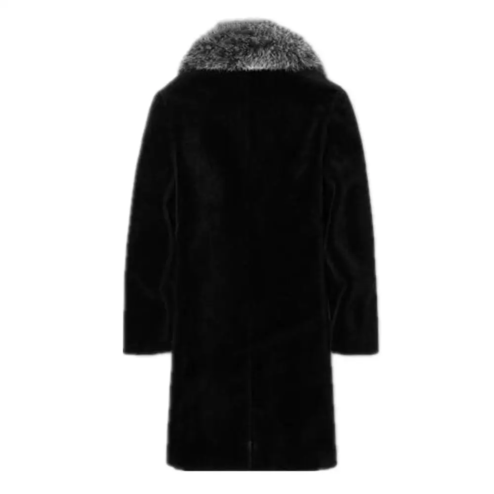 New Men's Winter Thick Fur Jacket Overcoat Long Sleeve Faux Mink Fur Silver Coat Outwear Men Parka Jacket Warm Fox Fur Coat