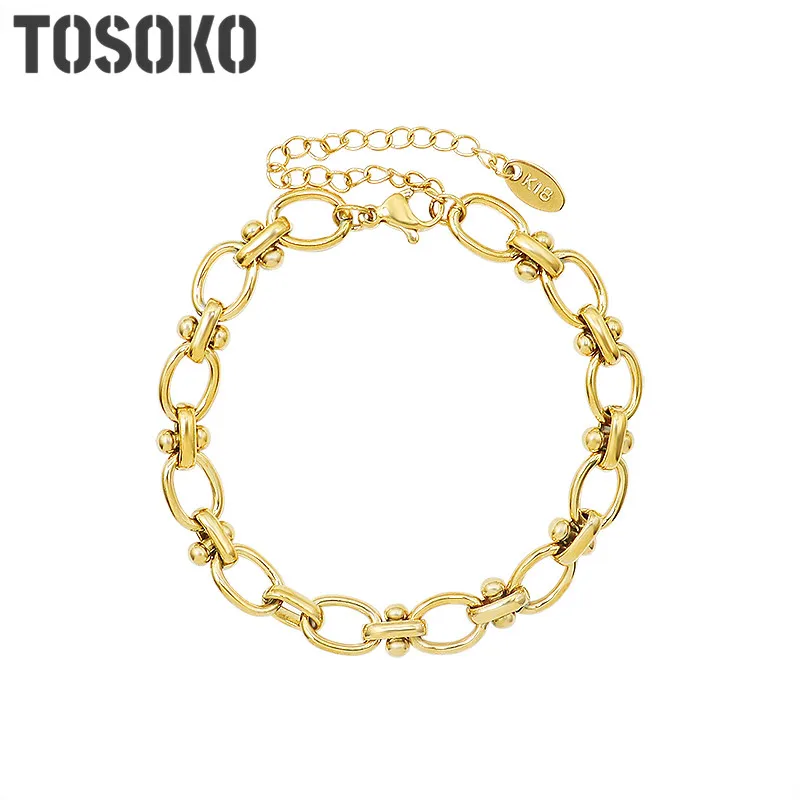 

TOSOKO Stainless Steel Jewelry Thick Chain Bracelet Fashion Lovers Bracelet BSE204