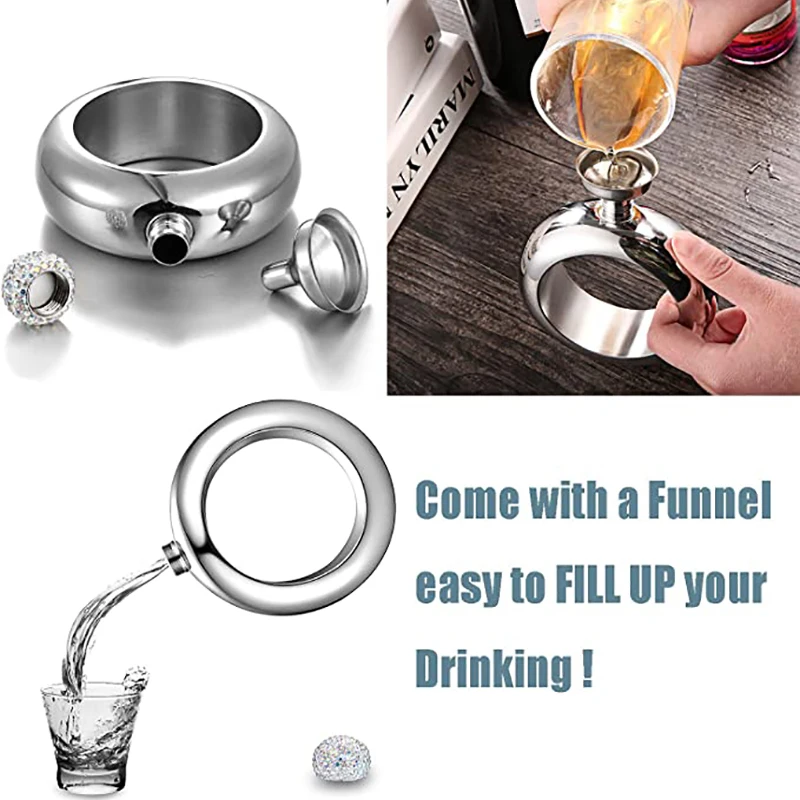 DEOUNY Bracelet For Alcohol Hip Flask Handmade Silver Crystal Lid Creative Bangle Wine Bridesmaid Christmas Gift Party Hidden