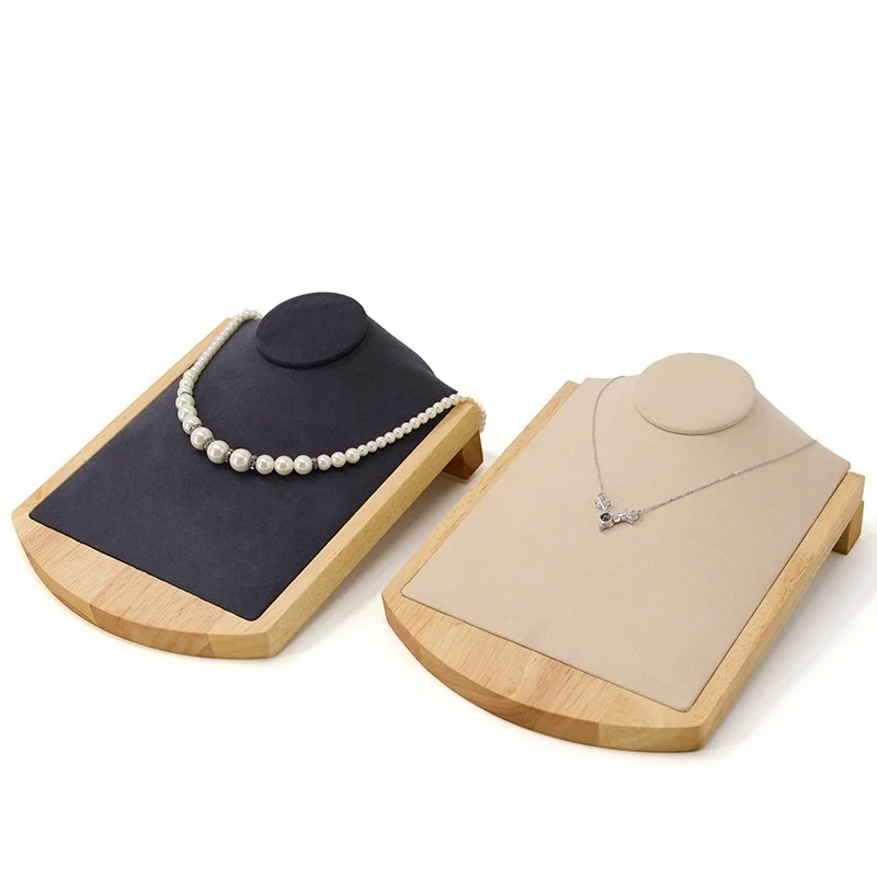 New Picture of Solid Wood Microfiber Neck Model Necklace Necklace Pendant Display Support Jewelry Props