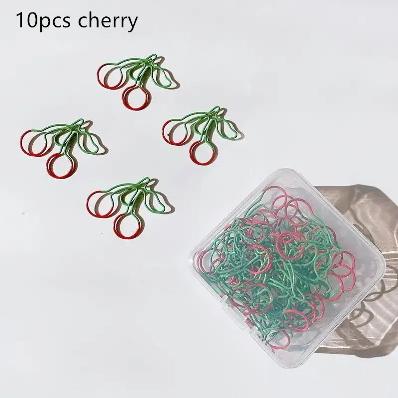MINKYS Kawaii 10pcs/lot Strawberry Lemon Carrot Metal Paper Clip Christmas Song Decorative Bookmark Binder Clips Stationery - Image 17
