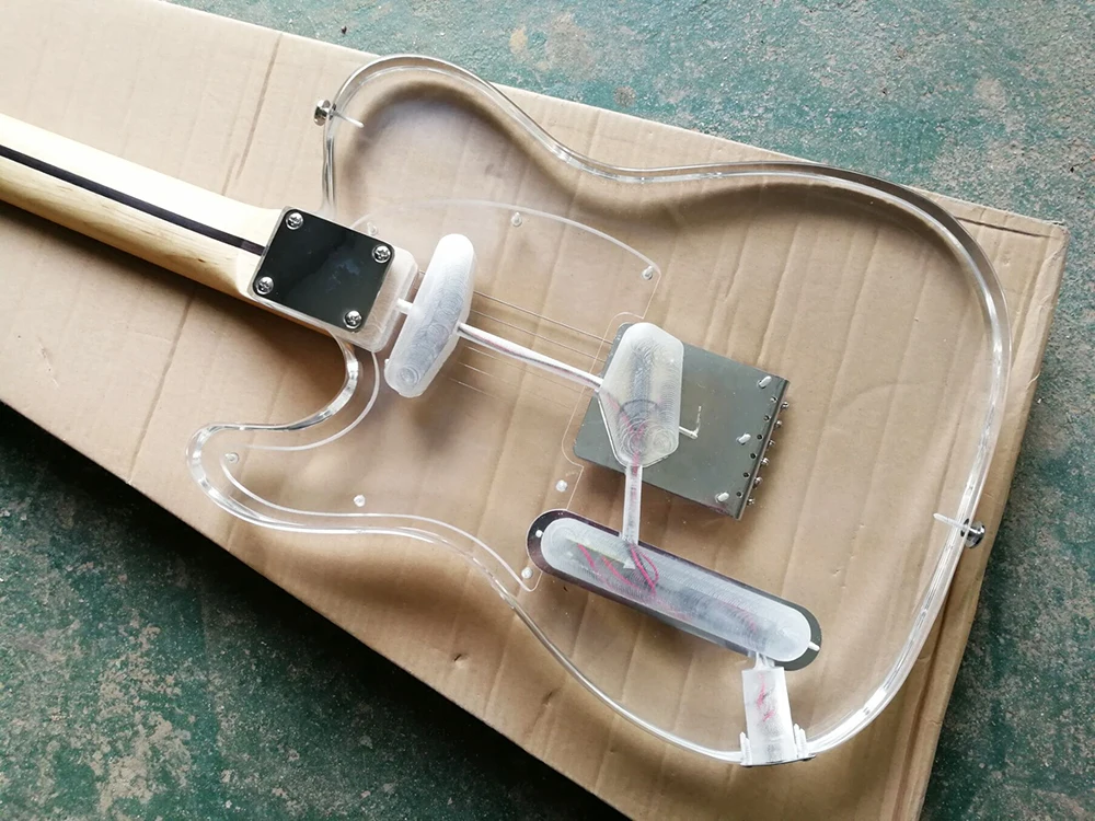 TRansparent Acrylic Electric Guitar with Maple Fretboard,Providing Customized Service