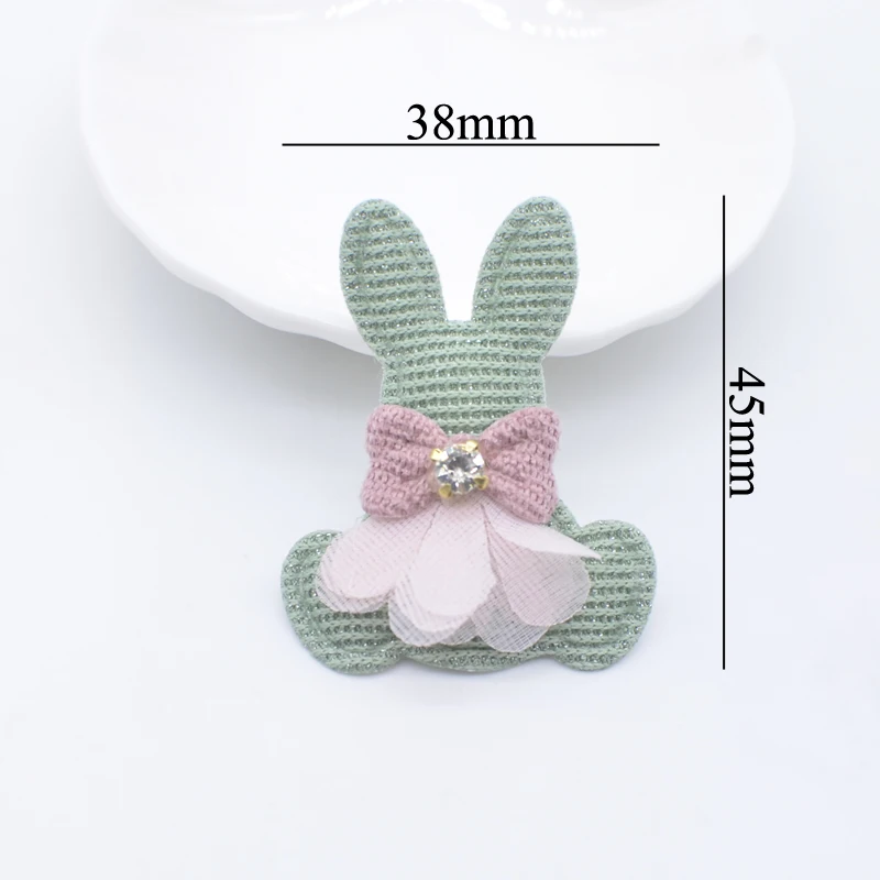 10Pcs 38*45mm Rabbit Mesh Rhinestone Applique for DIY Clothes Hat Headwear Crafts Gloves Leggings Socks Sewing Decor Patches