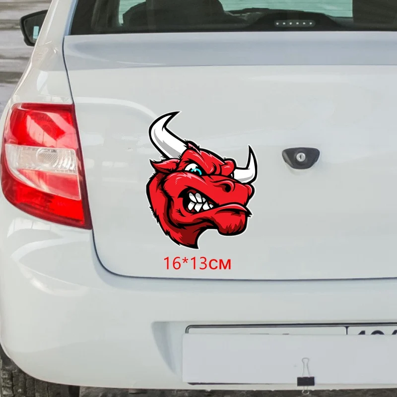 Best Selling Angry Bull Head Red Color Car Sticker Waterproof Cover Scratches Motorcycle Window Stickers KK PVC 16cm X 13cm