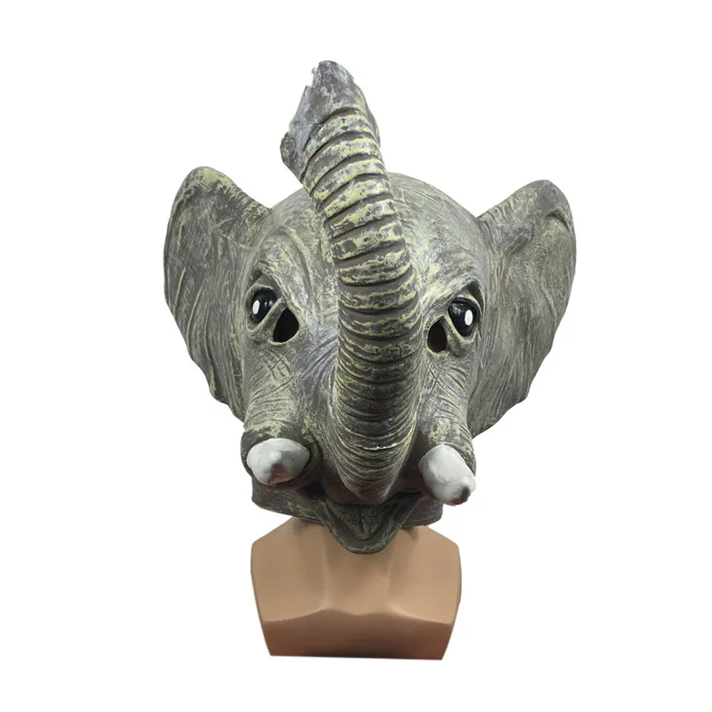 African Elephant Mask Animal Full Head Latex Mask for Halloween Stage Props Party Fancy Dress