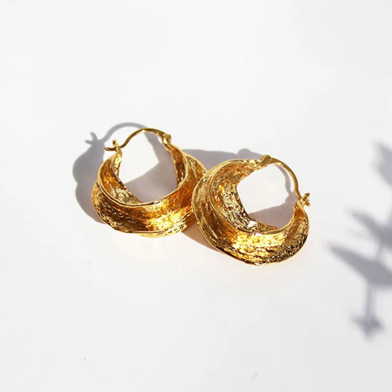 Earrings for Women Girls  2021 Trend Gold Metal Circle Hoop Earrings Irregular Unusual Jewelry Gift Swirl Piercing  Accesories