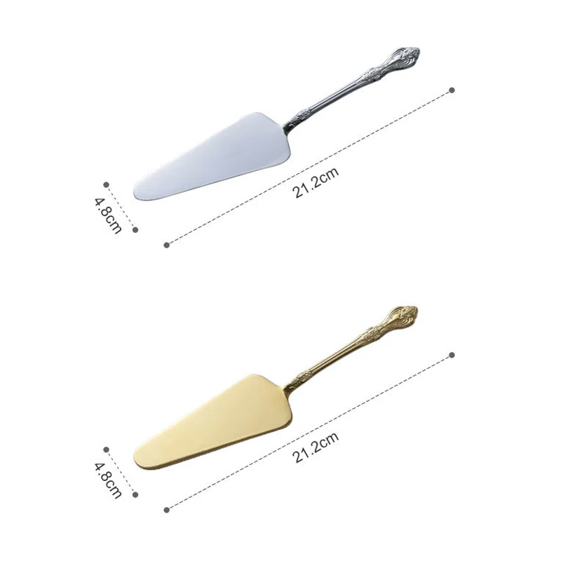 Vintage Stainless Steel Cake Shovel Engraved Pizza Knife Pie Cheese Pastry Server Cake Slicer Divider Knives Baking Tools