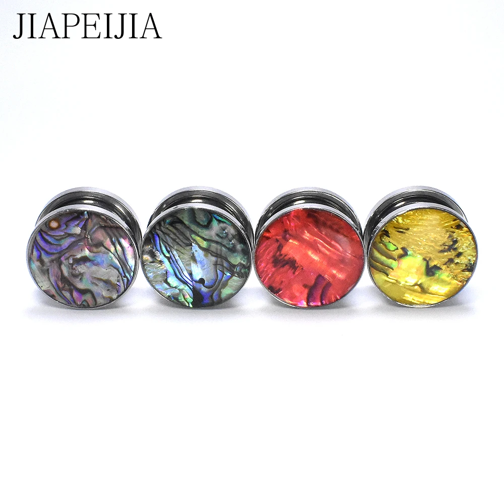 4-30mm Natural Colored Shell Ear Tunnels Stainless Steel Stretching Screw Fit Gauge Plugs Flared Expander Body Piercing Jewelry