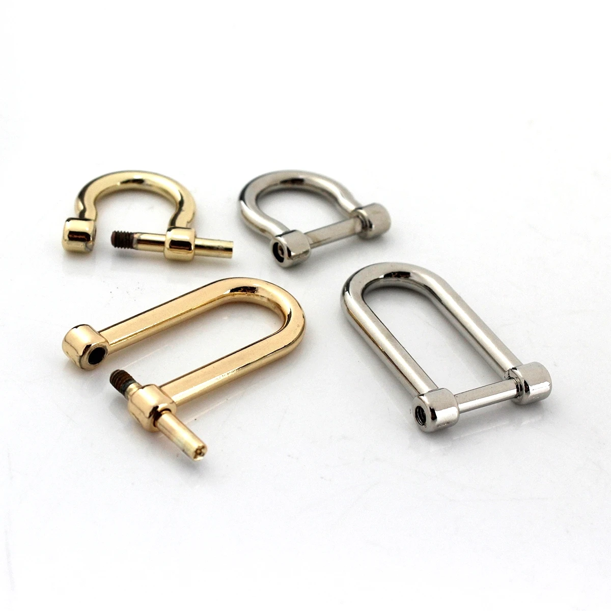 1pcs Alloy Staples Carabiner D Bow Shackle Leather Canvas Bag Belt  Fob Key Ring Keychain Hook Screw Joint Connector Buckle