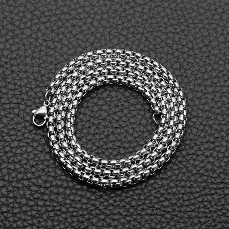 Szerokość 2.5/3mm ze stali nierdzewnej kwadratowy naszyjnik z pereł łańcucha mężczyzn naszyjnik z ogniwami Hip Hop Rock Style prezent biżuteria długość 50-70CM