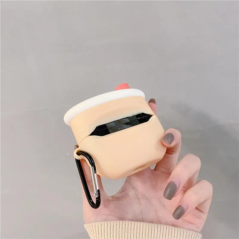 2020 Nieuwe Voor Huawei Freebuds Pro Hoofdtelefoon Accessoires Bluetooth Draadloze Oortelefoon Case Beschermhoes Leuke Cartoon Melk Thee