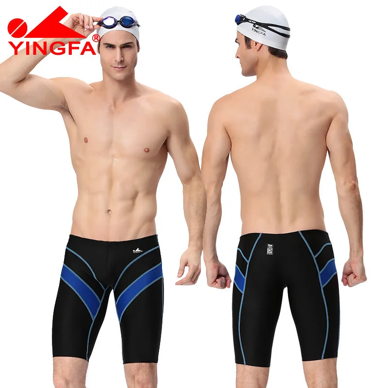 Yingfa FINA Men's Professional Racing Swimming Trunks Chlorine Resistant Fabric High Elasticity Knee Length Swimming Jammer