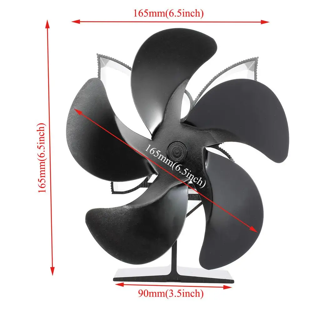 Ventilador de chimenea de 5 aspas, dispositivo silencioso, seguro, alimentado por calor, respetuoso con el medio ambiente, distribución eficiente del calor en el hogar