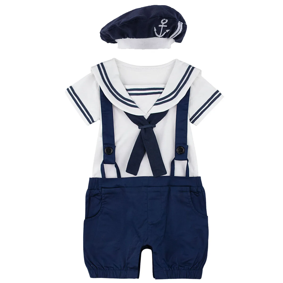 Baby Navy Costume Rompers for Boys Newborn Girl Sailor Style Toddler Halloween Carnival Jumpsuit Infant Cosplay Cotton Playsuit