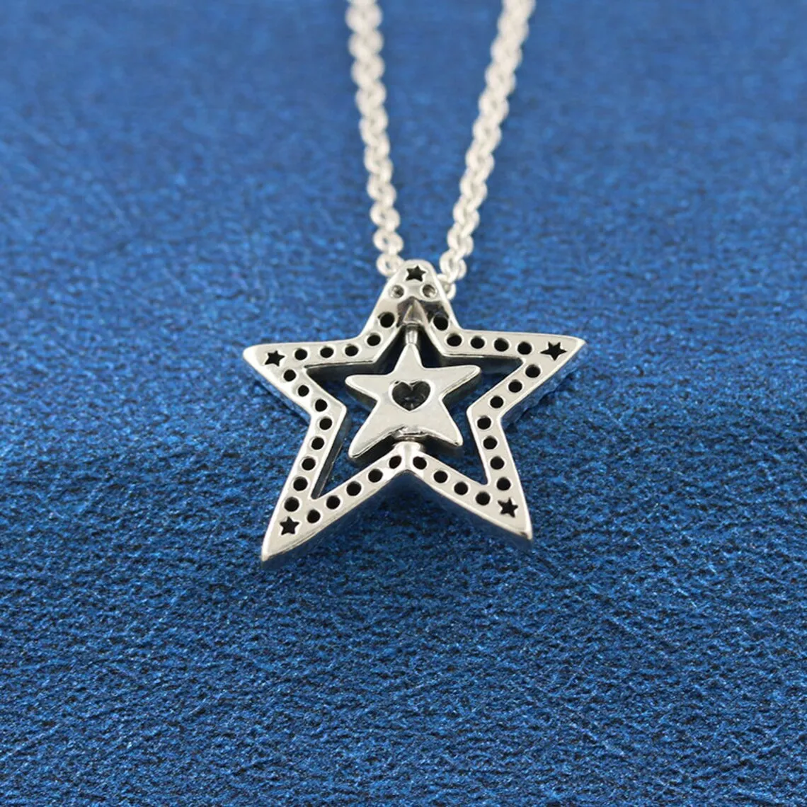 2021 Winter Release 925 Sterling Silver Pavé Asymmetric Star Collier Fashion Pendant Necklace