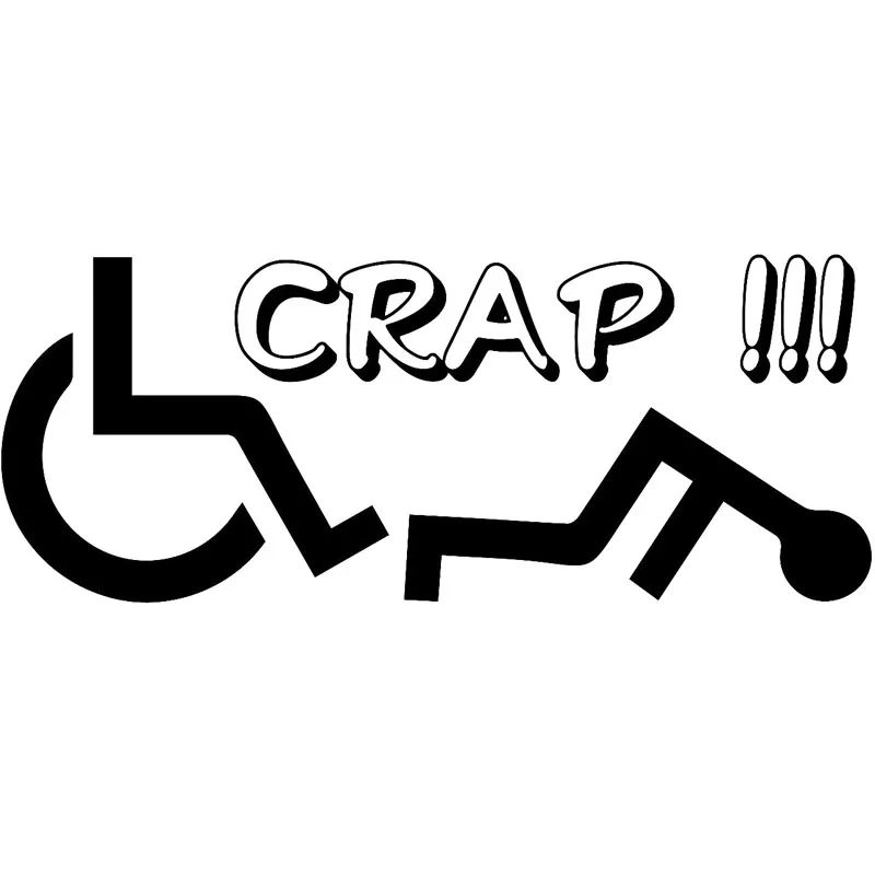 14*5.6CM FELL OFF A WHEELCHAIR CRAP Vinyl Decal Car Sticker Interesting Car-styling Car Decor