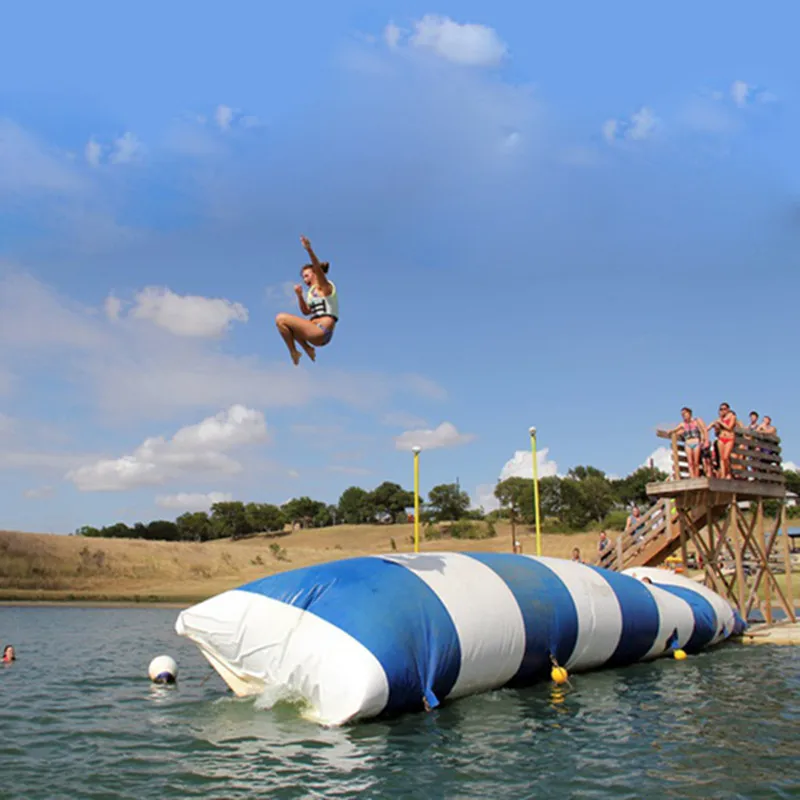 Bolsa inflable para saltar en agua HIBADOU, 8x3m, con bomba de aire, tamaño grande, bloque que rebota de PVC