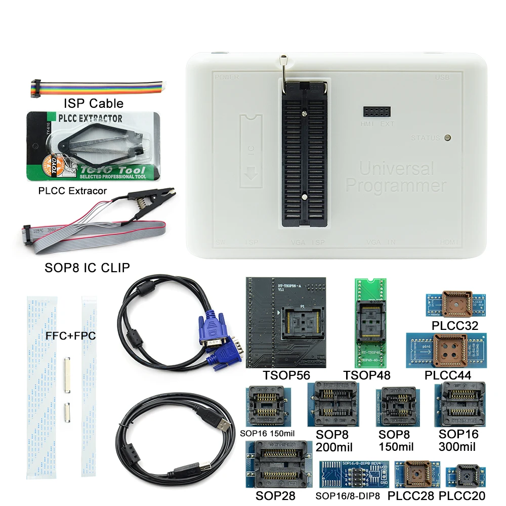 Original RT809H +16 Adapters EMMC-Nand FLASH Extremely Fast Universal Portable Engineering Calculator Test Product