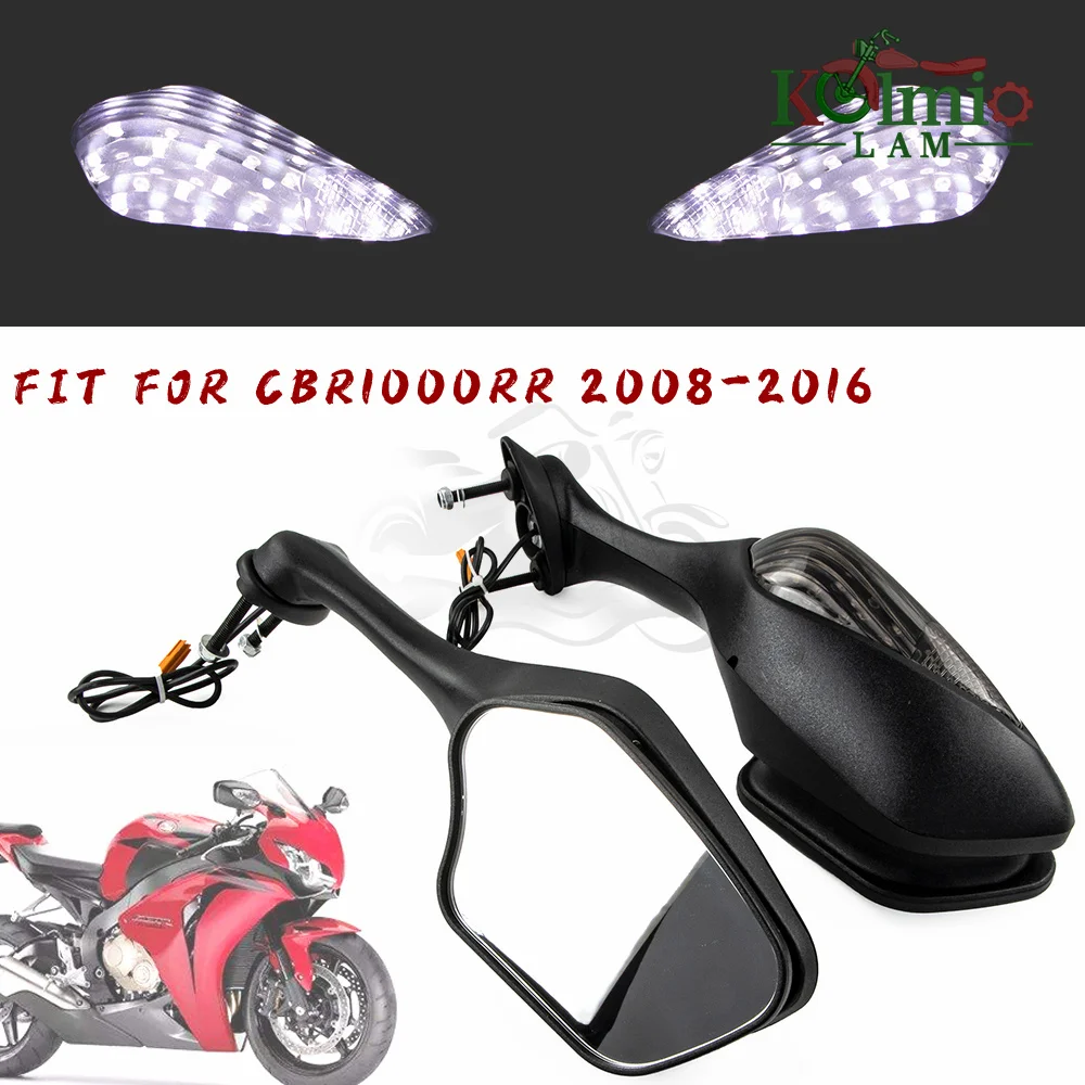 

Rear View Mirror Fit For 2008 - 2016 Honda CBR1000RR CBR 1000RR LED Turn Signal Rearview Side Mirror 2009 2010 2011 2012 2013 14