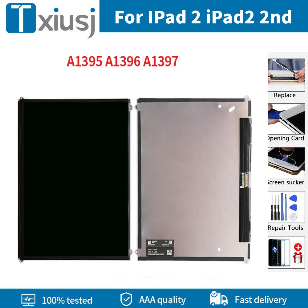 Untuk IPad 2 IPad2 2nd A1395 A1396 A1397 Kualitas Asli Tampilan LCD Layar Sentuh Digitizer Perakitan Penggantian Kaca Depan