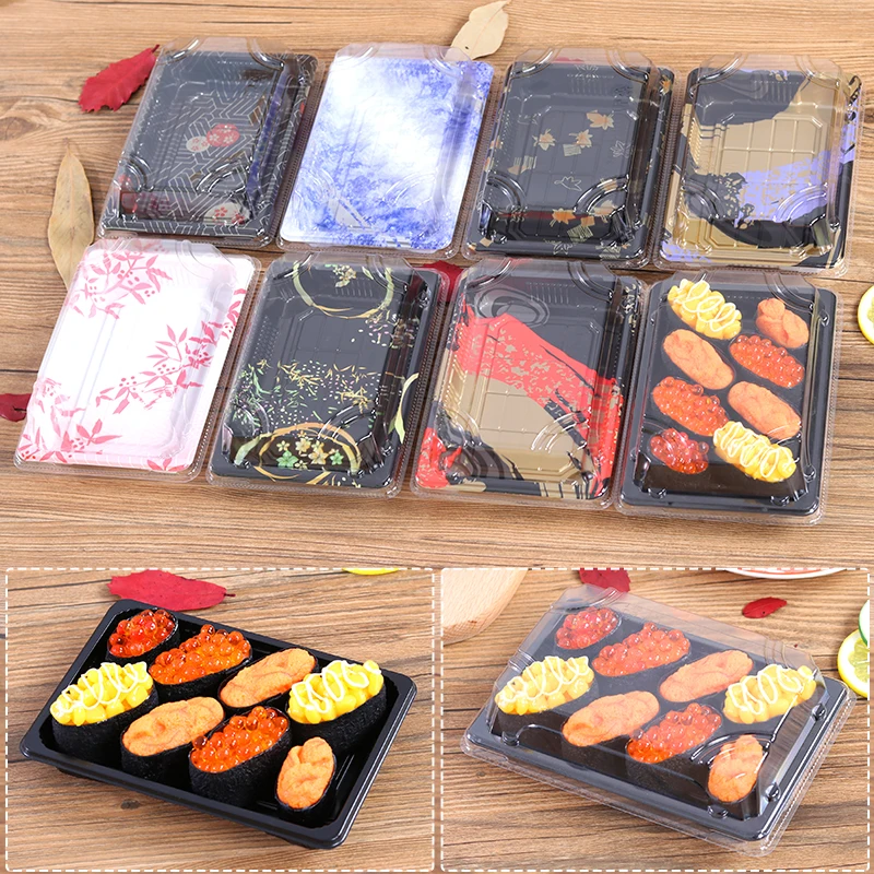 

3# Sushi Packed Boxes with cover. sushi packaging box with lid takeaway boxes 50PCS