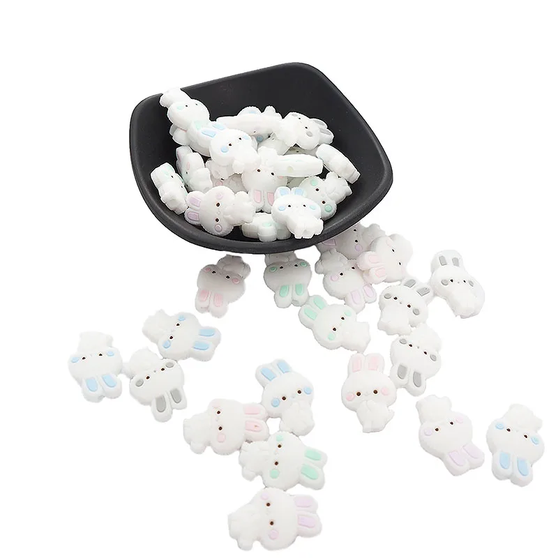 

Chenkai 50PCS Food Grade Silicone Rabbit Shaped Beads Baby Chewing Animal Beads For DIY Teething Toy Necklace Nursing Accessory