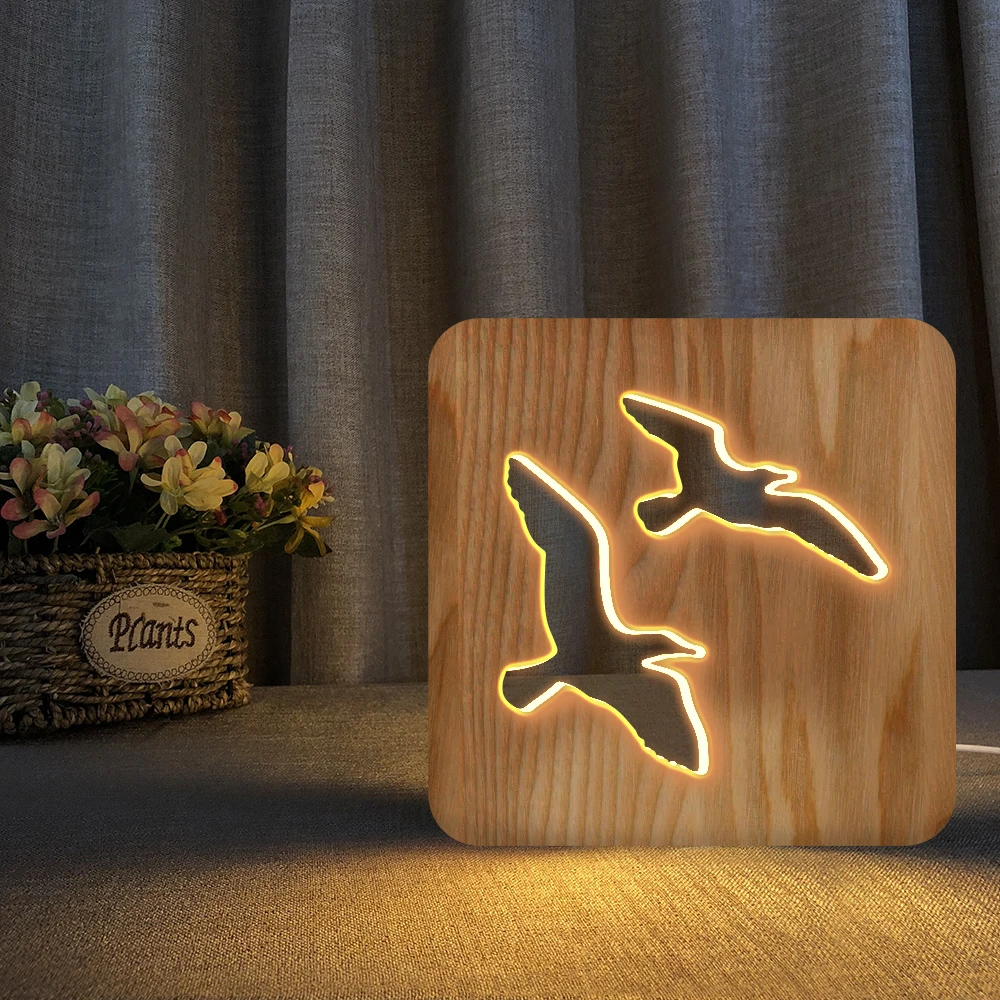 

Wild goose 3D Wooden Lamp USB LED Night Light Sleeping Lighting Bedroom Decorative Table Lamp For Children Birthday Party Gift