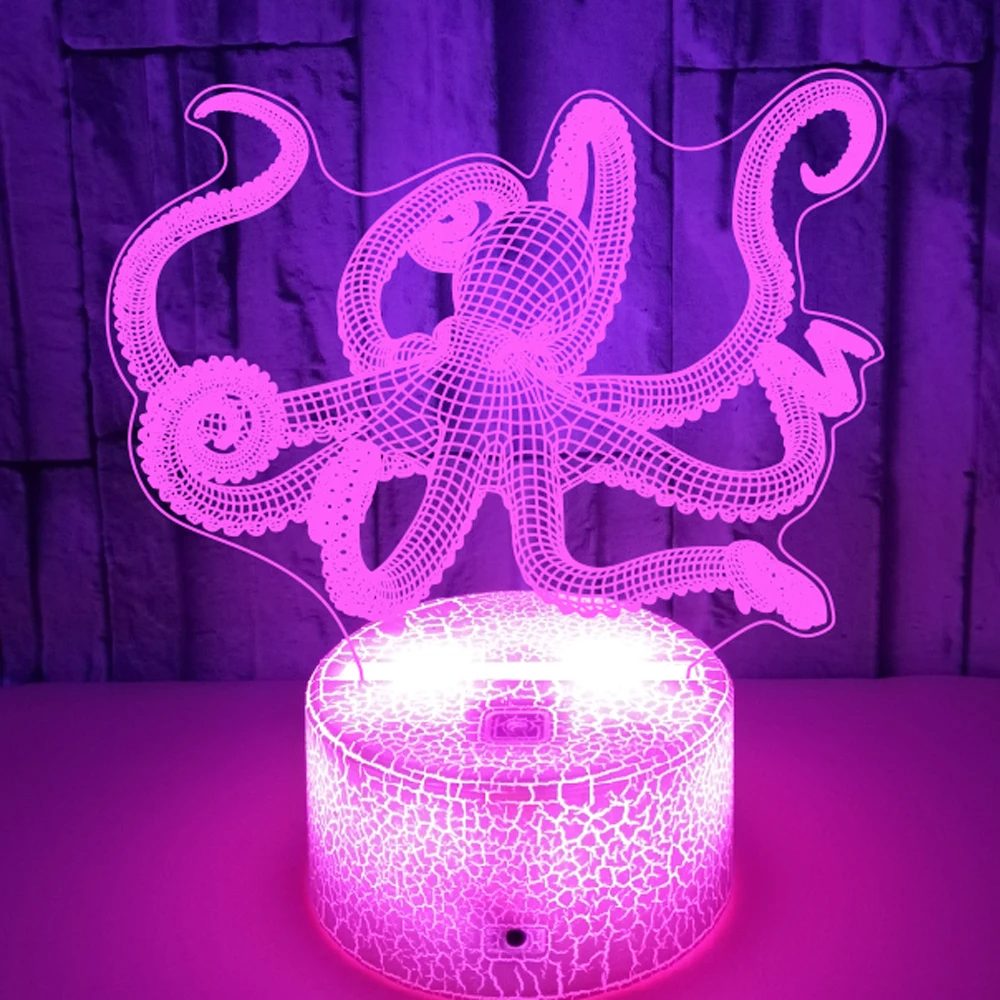 Octopus 3D LED Table Light USB Touch Light as Bedside Lamp 7 Color Changing Atmosphere Light for Kids Night Light Xmas Gift