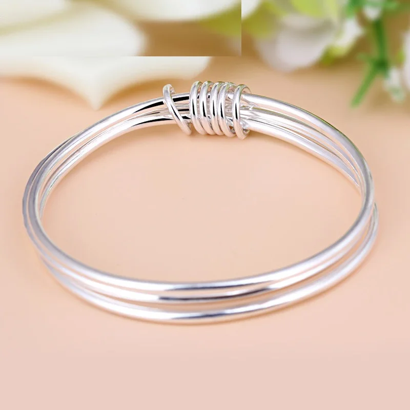 

925 Sterling Silver Bangles Bracelets For Women Wedding Bridal Glossy Bracelet Special Gift Classic Fine Jewelry