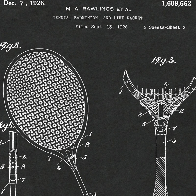 Badminton Vintage Patents Prints Badminton Shuttle Poster Badminton Racket Canvas Painting Sports Wall Art Picture Decoration