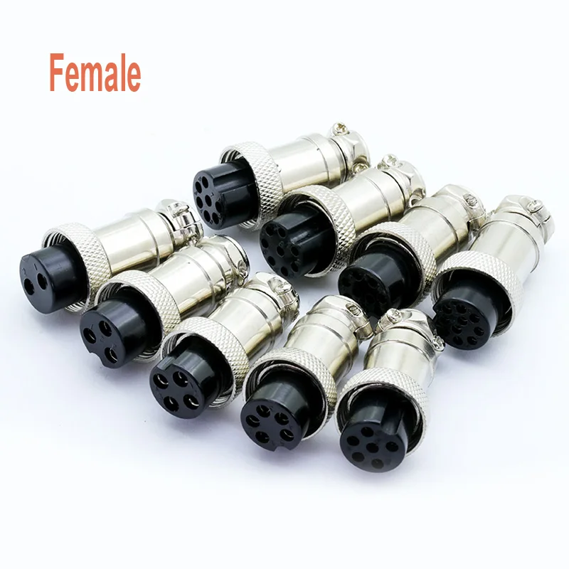 100pcs/lot GX16 Aviation Plug Jack Male & Female 2/3/4/5/6/7/8/9/10Pins 16mm L70-78 Circular Socket Panel XLR Wire Connector