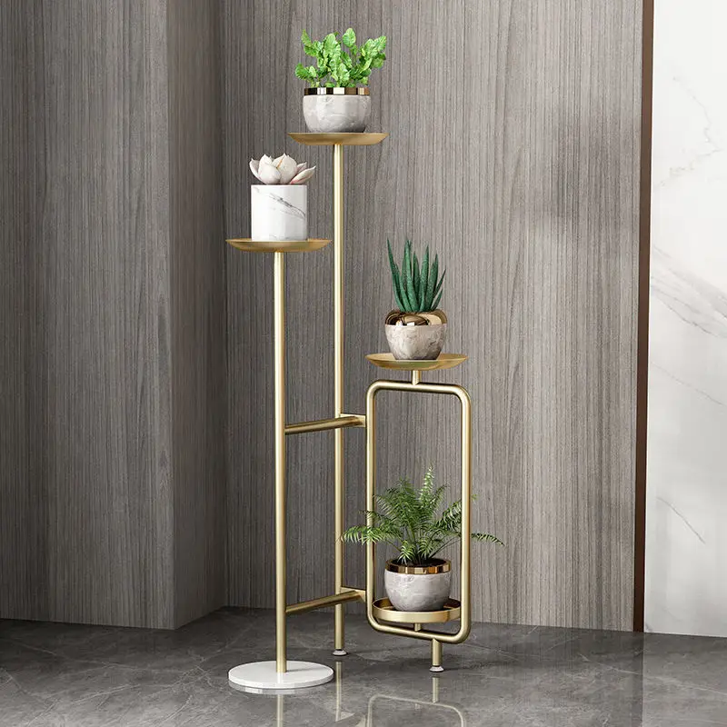 Nordic Creativity Plant Stand Golden Luxury Plant Shelves Living Room Balcony Floor Type Shelf For Flowers Shelf Wrought Iron