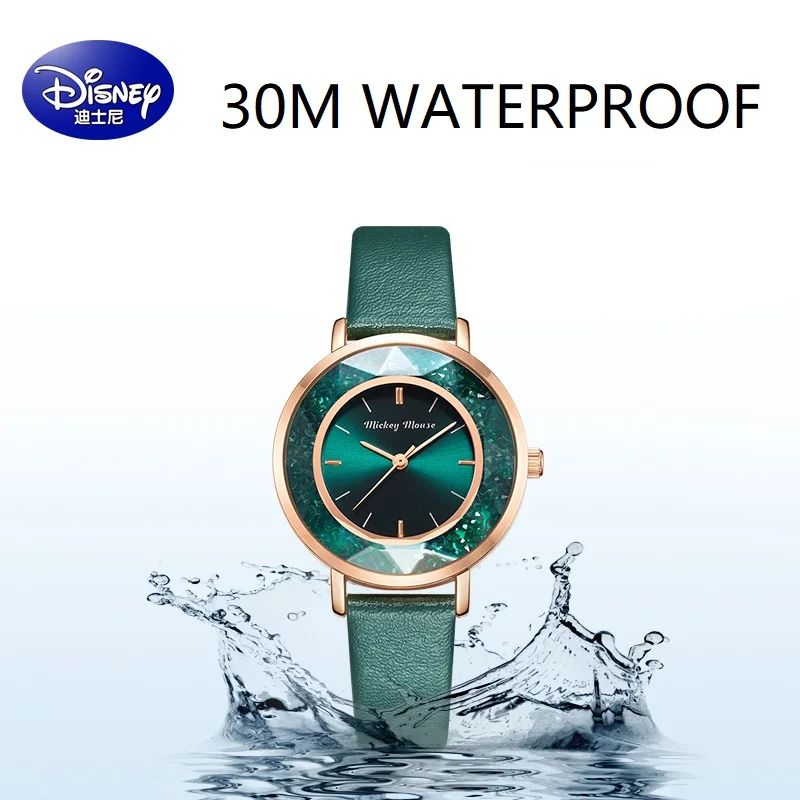Disney For Women Watch Girl Micky Mouse Flower Mirror 3D Stereo Quartz Wristwatch Waterproof Casual Dress Female Lady Gift Clock