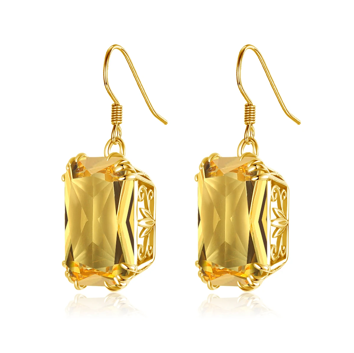 18 Karat Gold Farbe Citrin Tropfen Ohrringe echte 925 Sterling Silber hängende Ohrringe für Frauen Vintage weiblichen Schmuck Trend 2024 – Detail 4