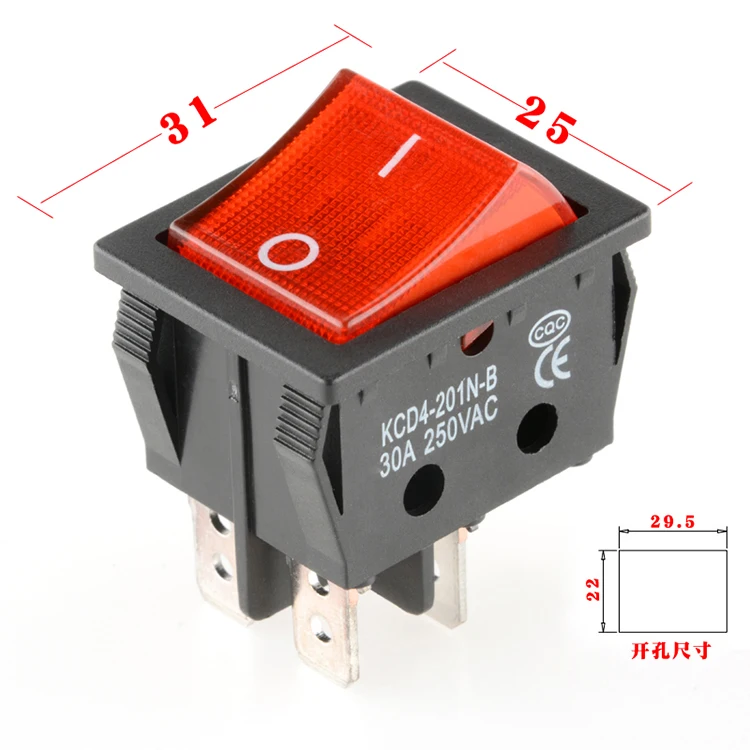 KCD4 Rocker Switch ON-OFF 2 Position 4 Pins / 6 Pins Electrical equipment With Light Power Switch 16A 250VAC/ 20A 125VAC