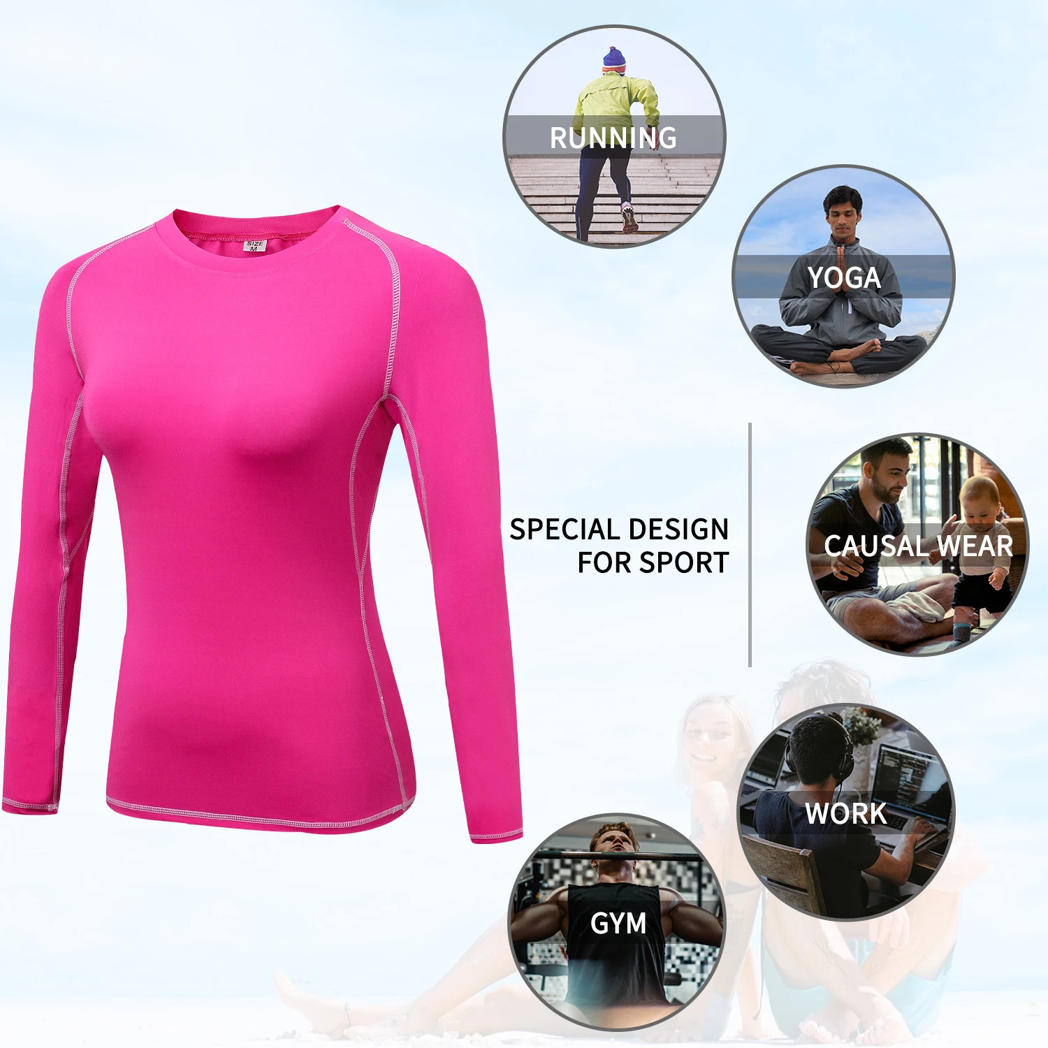 New Fitness Women\'s Long Sleeve Compression Running Yoga t-shirts Female Thermal Clothing Sportswear Women Sports Gym Shirts