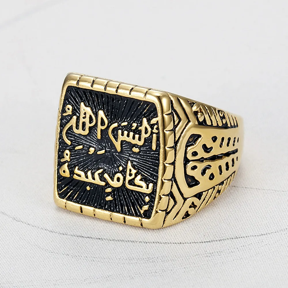 Vintage Letters Carving Trendy Rings Bands for Men Titanium Stainless Steel Masculine Cool Hiphop Finger Accessories Jewelry