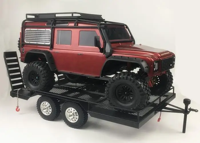 Bouble Axis Heavy Duty All Metal Trailer for 1/10 Rc Rock Crawler Truck Traxxas Trx4 Axial Scx10 90046 90047 Cc01 D90 TRX-6 G63