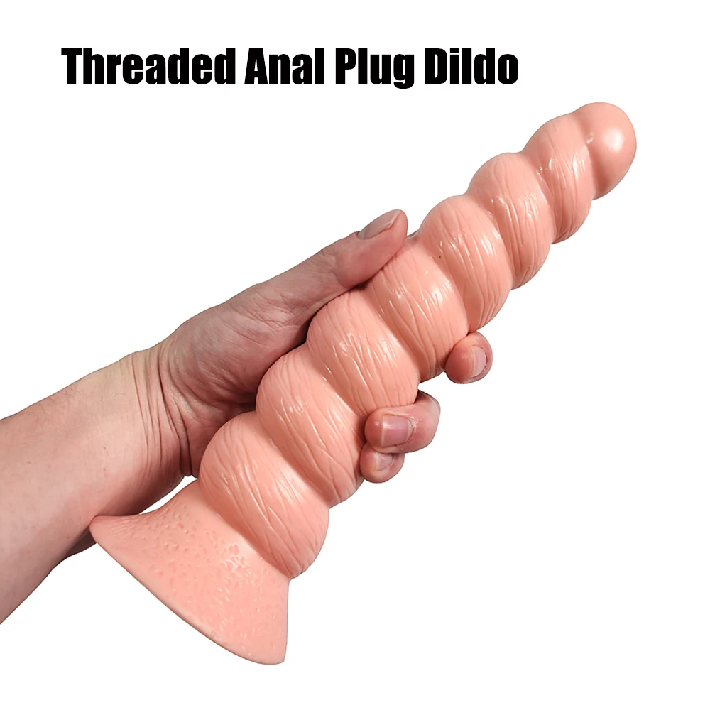 Huge Threaded Anal Plug Dildo Stimulate Vagina and Anus Big Butt Plug Phallus Soft Anal Dilator Penis Sex Toys for Women and Men