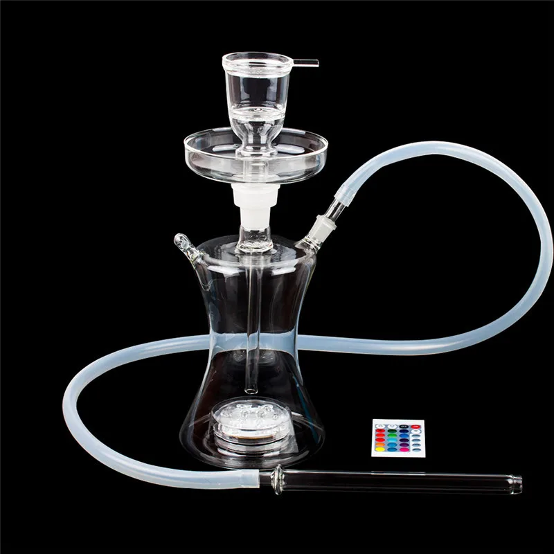 Russian Style Glass Shisha Big Vapor Hookah Box Chicha Narguile Smoking Water Pipe With LED Light Hose Bowl Hookah Accessories