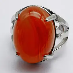 0range Veins Carnelian Stone Oval Bead GEM Finger Ring Jewelry For Woman Gift Size 8 X279