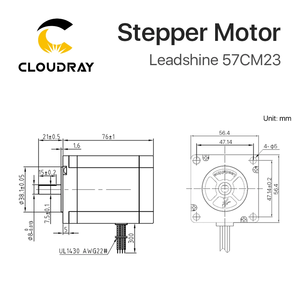 Leadshine Nema23 Stepper Motor 57mm 2 Phase 230Ncm 5A Stepper Motor 4-lead  Cable for 3D printer CNC Engraving Milling Machine