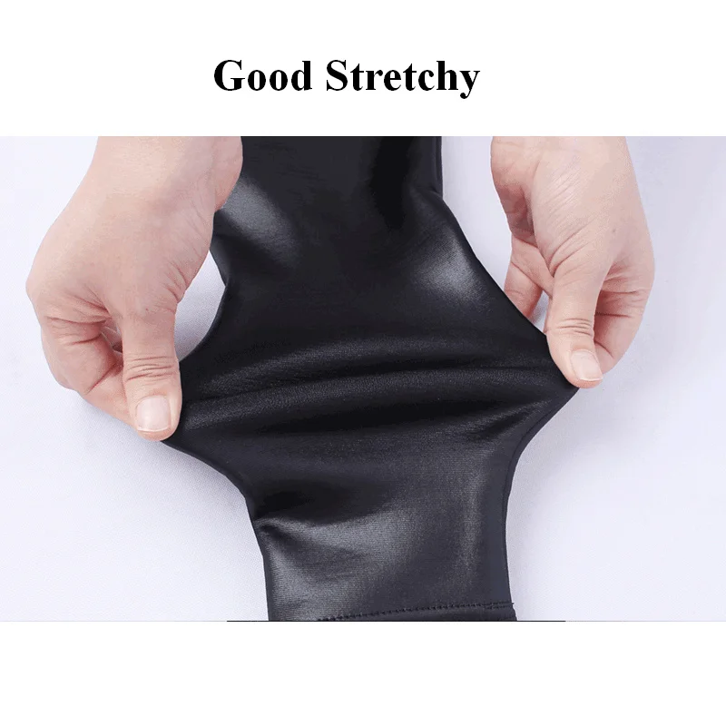 Womens Thermal Fleece Leggings Sexy PU  Faux Leather Leggin Stretchy  Large Winter Soft Warm Plus Size