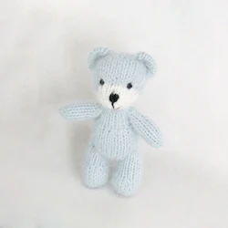 Knit Teddy Bear Doll Photo Props Newborn Bear Toy Props Baby Bunny Stuffed Animal Photography Props