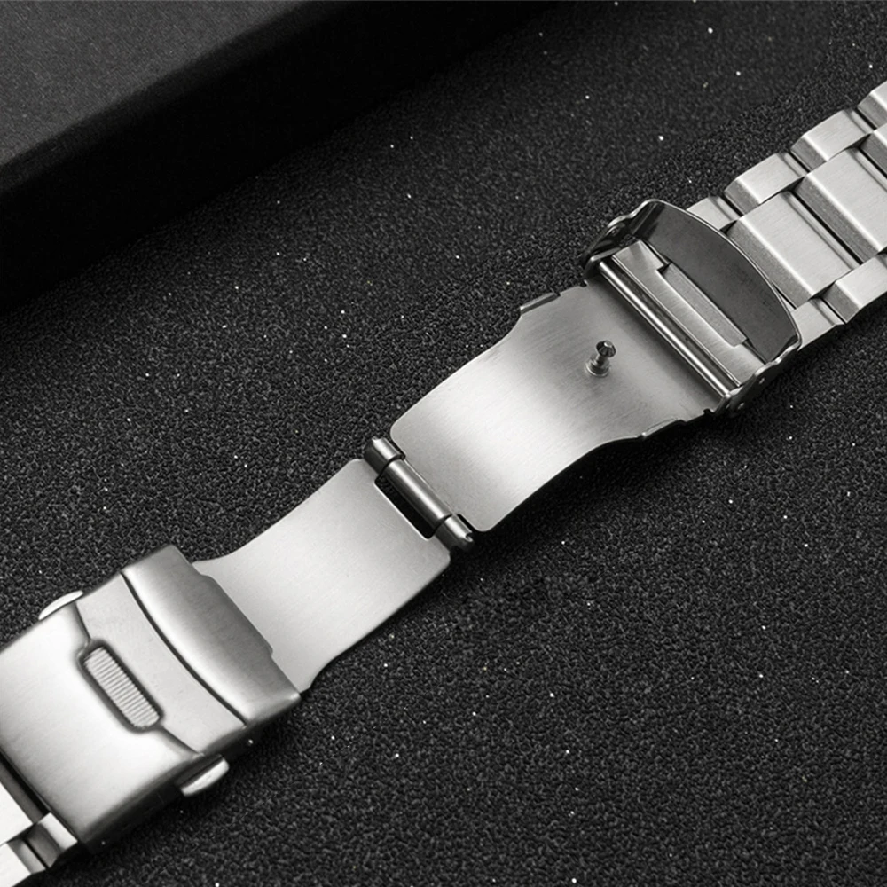 18/19/20/21/22/23/24/25mm Solid Stainless Steel Watch Band Metal Folding Buckle Strap Men Women Universal Bracelet Accessories