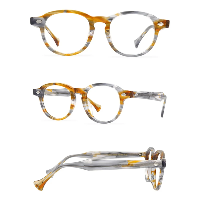 

Belight Optical New Arrival Fancy Vintage Retro Acetate with Rivet Oval Shape Spectacle Frame Precription Lens Eyeglasses 524