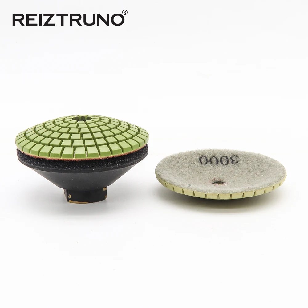 1 pezzo Reiztruno 3 "/4" cuscinetti posteriori in gomma convessa con filetto in rame M14 o 5/8 "-11 per tamponi per lucidatura a diamante convesso, nastro in Velcro