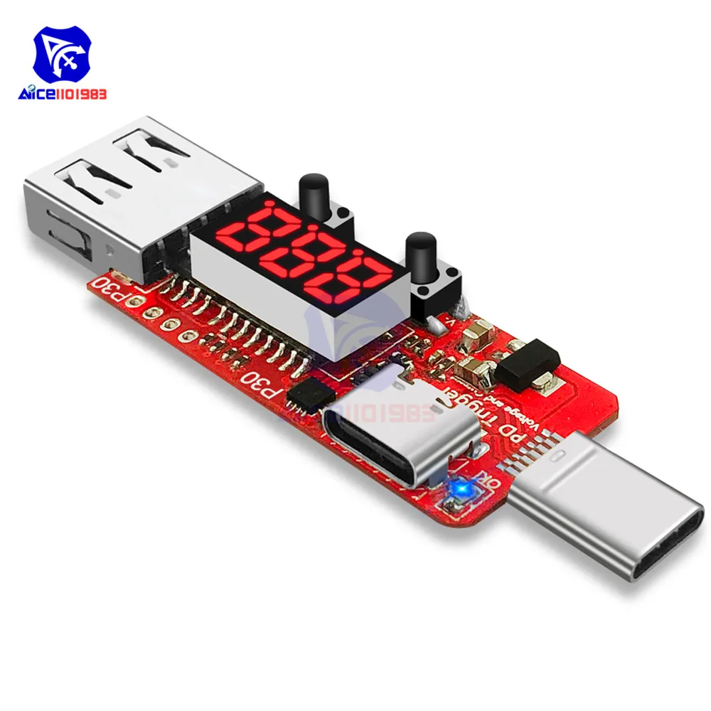 Type-C USB PD2.0 PD3.0 5V-20V Electrical Scam Power Trigger LED Digital USB Detector Tester Voltage Current Meter Tester