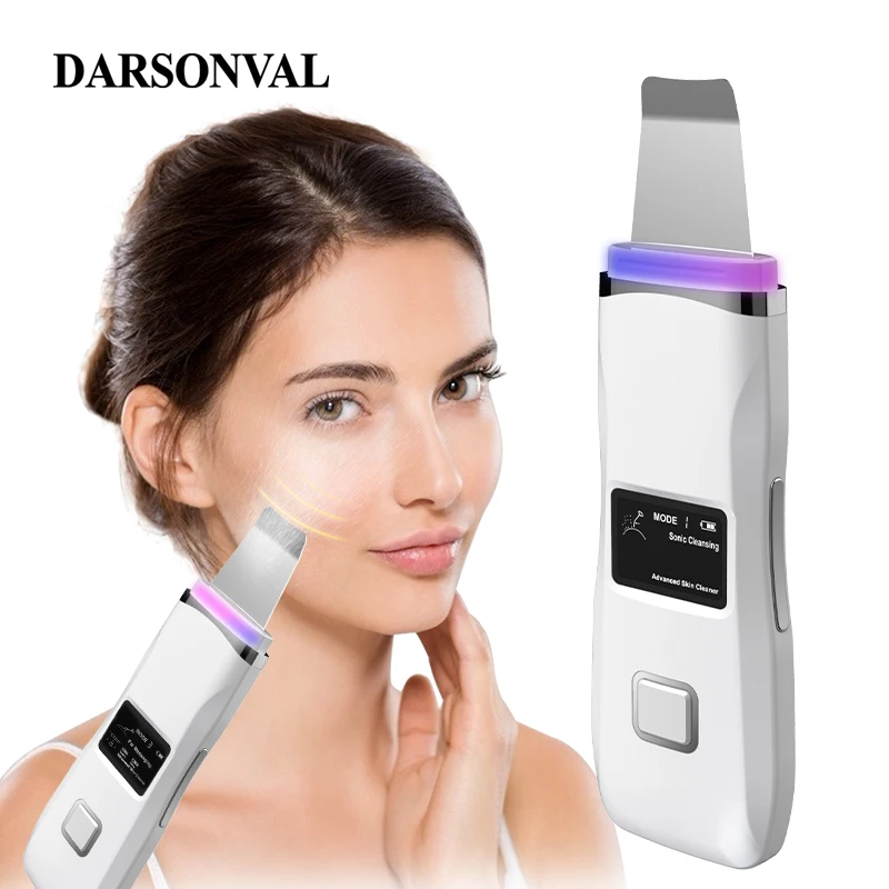 

DARSONVAL Electric Facial Skin Scrubber Ultrasonic Clean Pore Acne Face Lifting Massage LED Ion Light Therapy Peeling Shovel